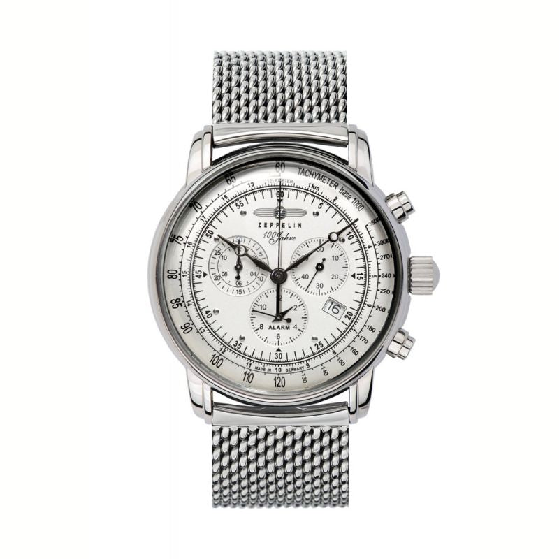 Zeppelin 100th Anniversary Automatic Watch, Silver, Chronograph 